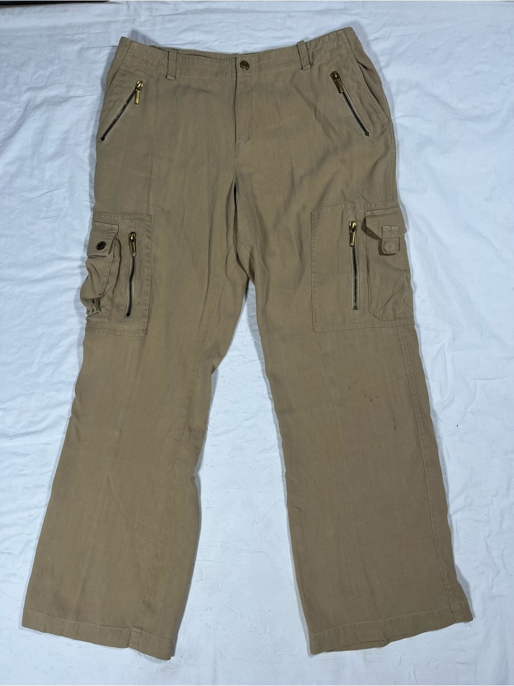 Lauren Ralph Lauren Silk Wide Leg Cargo Pants Trousers Women’s Size 12 100% Silk